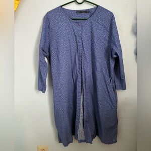 Artist Shirt Blue with White polka dots